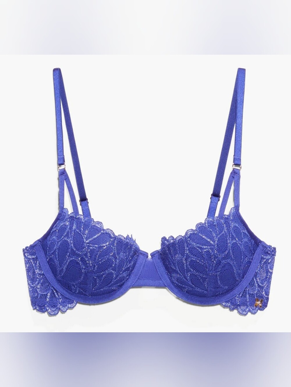 Lace Underwire Push-Up Bra in Royal Blue